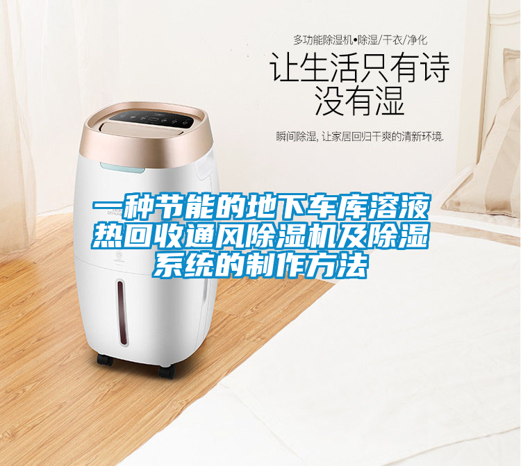 一種節能的地下車(chē)庫溶液熱回收通風(fēng)除濕機及除濕系統的制作方法